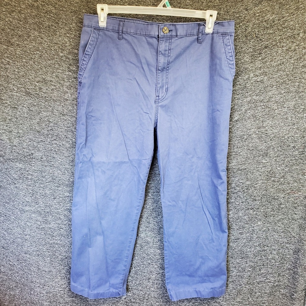 GH Bass & Co Womens Blue Elastic Back Straight Leg Stretch Pants Size 16